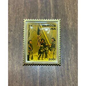 USPS 2001 HEROES USA Postage Stamp Lapel Pin Made in USA Brooch Flag Vintage